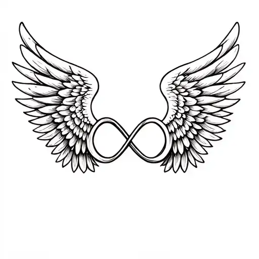 Infinity Sign And Wings Spread Wide