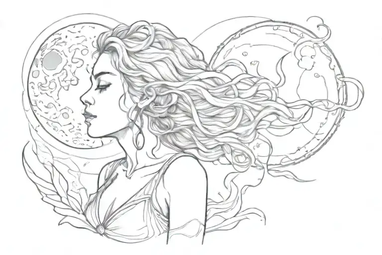 Woman And Moon Rising