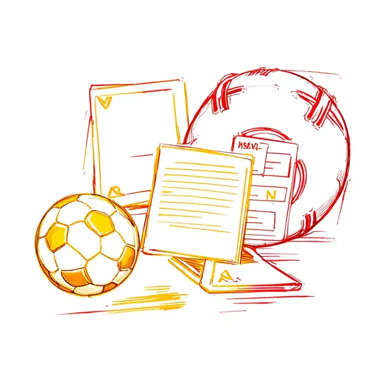 Football Reffery With Ball And Yellow And Red Cards