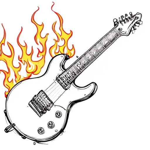 Electric Guitar With Fires