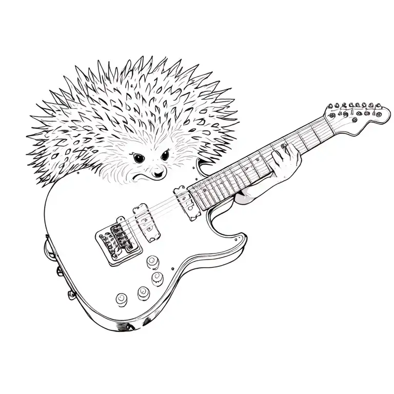 Electric Guitar With A Hedghog