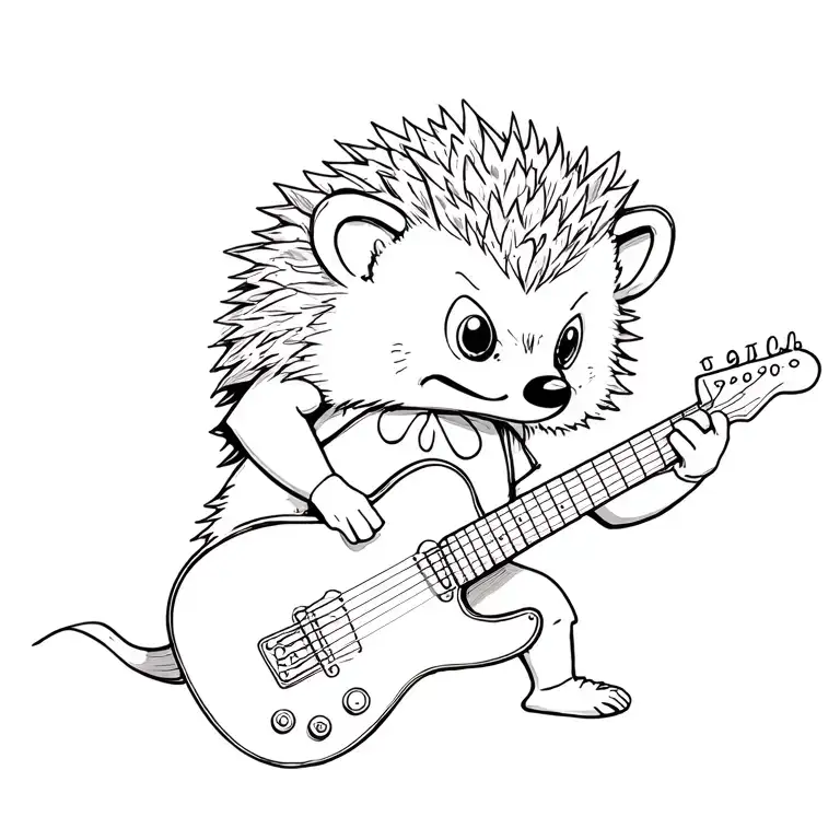 Hedgehog With Electric Guitar