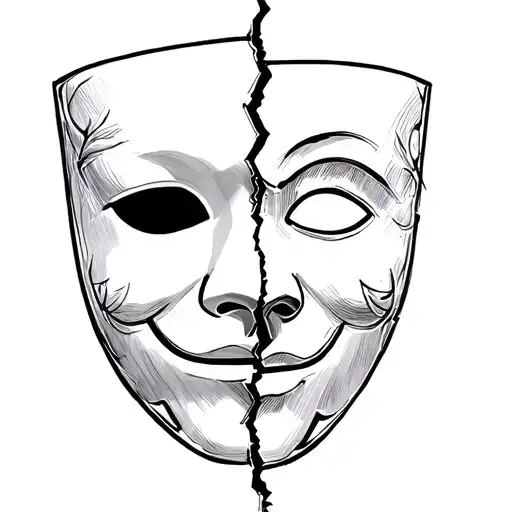 Theater Mask Split In Half