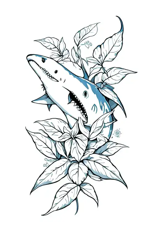 Shark With Deadly Nightshade Plant Intertwined