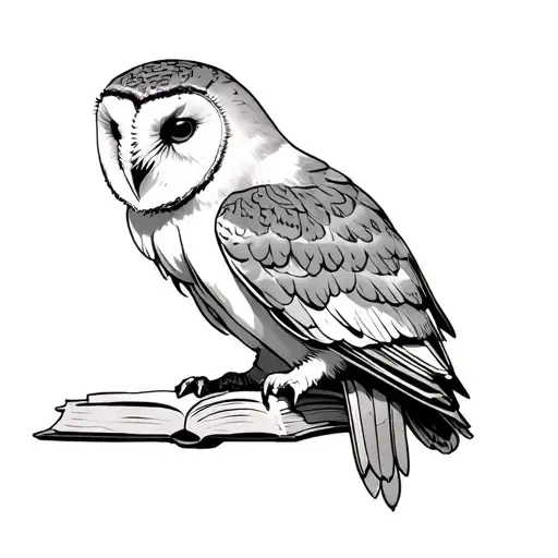 A Barn Owl Reading An Open Book