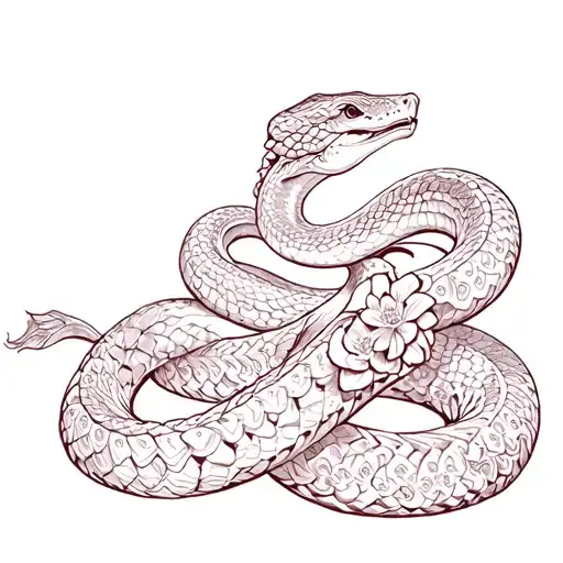 Snake With Flowers