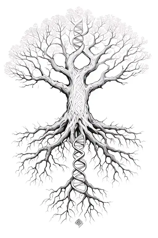 Tree Of Life With Human Dna And Roots