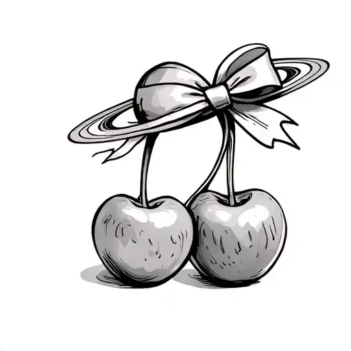 Two Cherries With A Bow And Saturn