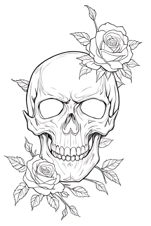 Demon Skull With Roses