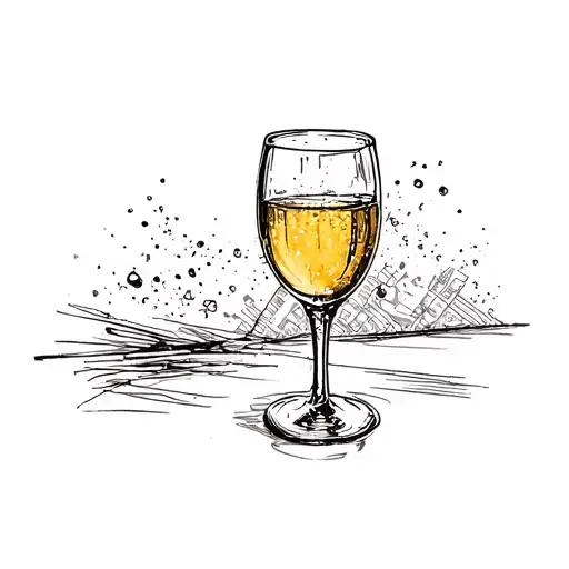 Small Stamp With Champagne Glass Inside