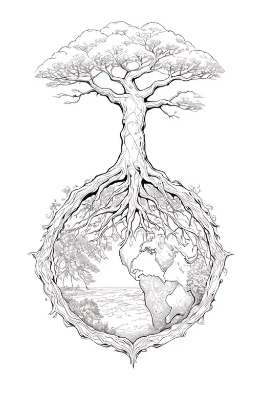 Tree Of Life Featuring Human And The Earth