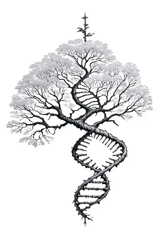 Tree Of Life Featuring Human Dna Double Helix
