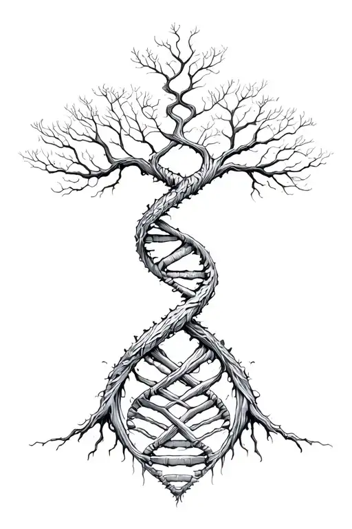 Tree Of Life Featuring Human Dna Double Helix Intertwined