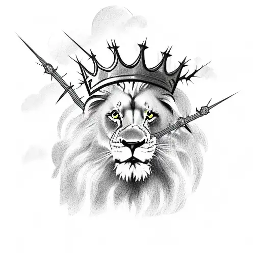 Lion With Crown Of Thorns Sitting On Clouds Clock