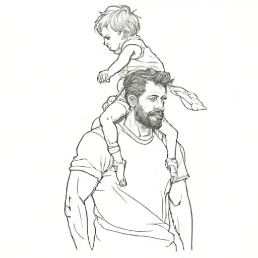 A Man Holding A Child On His Shoulders