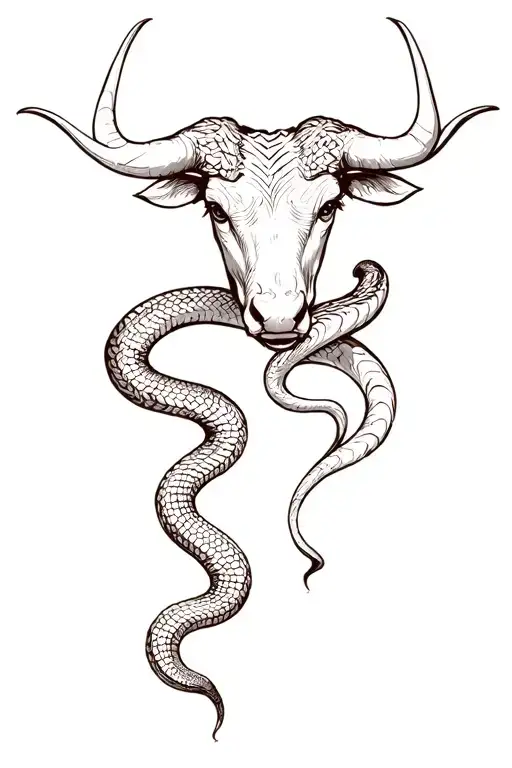 Snake Around Leg With Taurus Sign