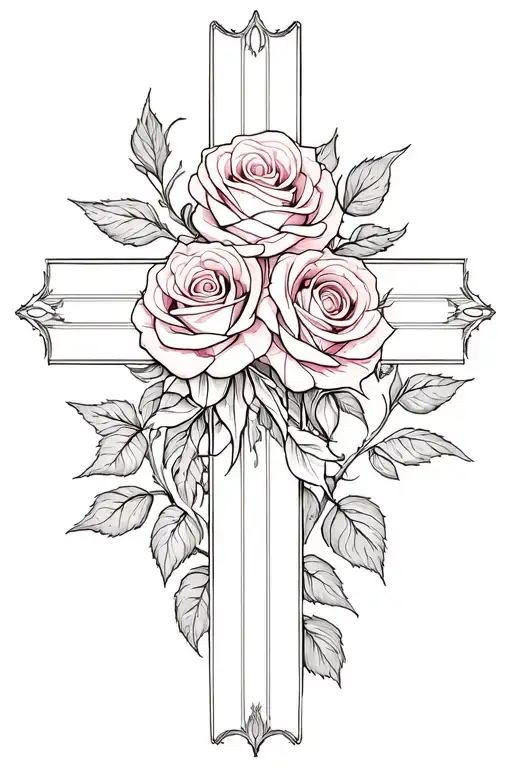 Cross Made Of Roses