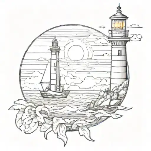 Lighthouse Sea At Sunset