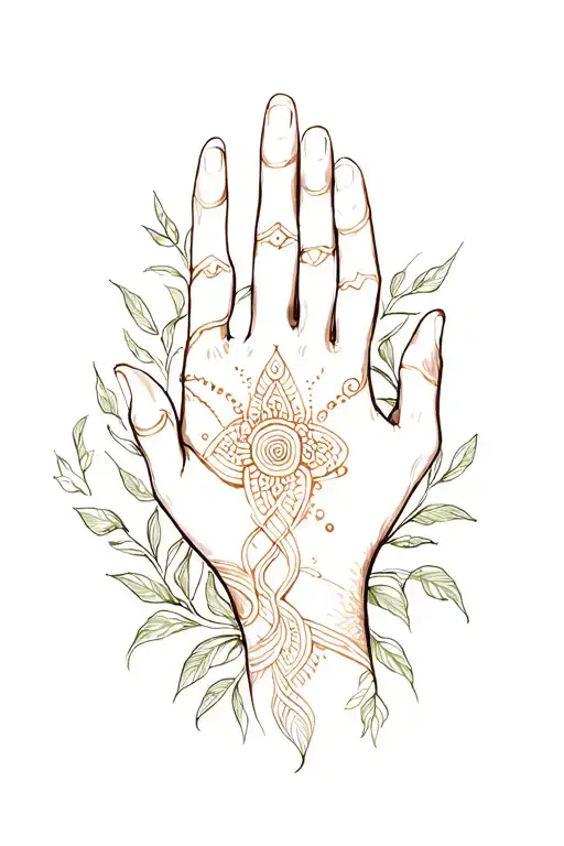 Ayahuasca Vines Intertwining Henna Hand