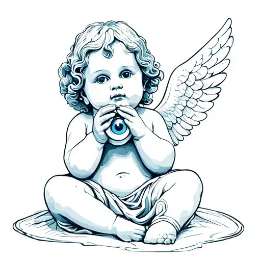 Streetwear Baby Angel Statue Holding Eyeball