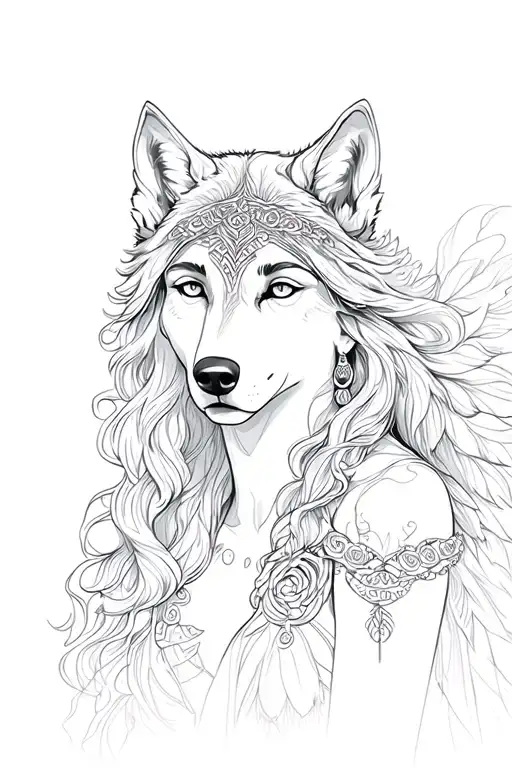 Goddess Femis With A Wolf