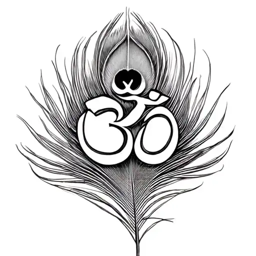 Small Peacock Feather With The Symbol Om