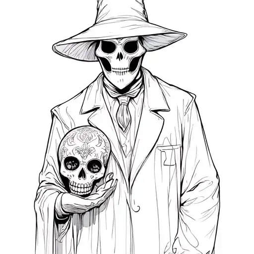 Plague Doctor Holding Sugar Skull