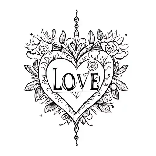 The Inscription Love With A Heart And Ukrainian Ornament