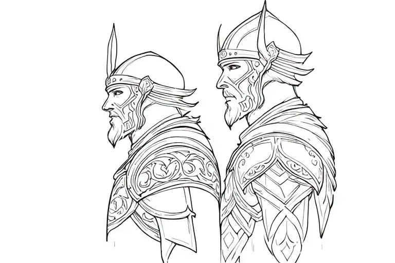 Viking And Knight Facing Right Arm Sleeve
