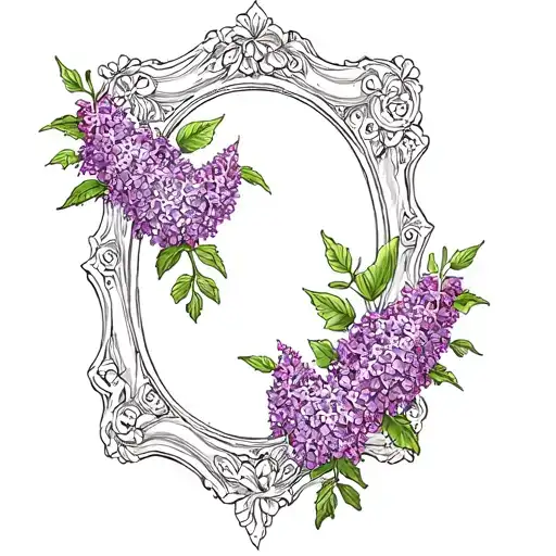 Memorial Tattoo With Lilacs In A Picture Frame
