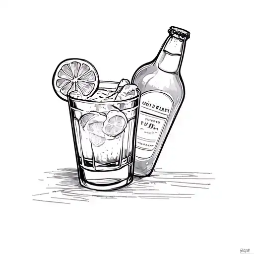 Whiskey Sour With Bottle Of Beer