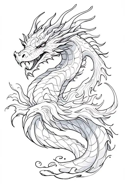 Dragon And Waves