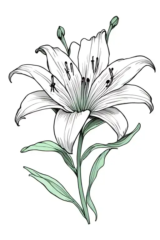 Lily Flower With Name Lilly As Stancil