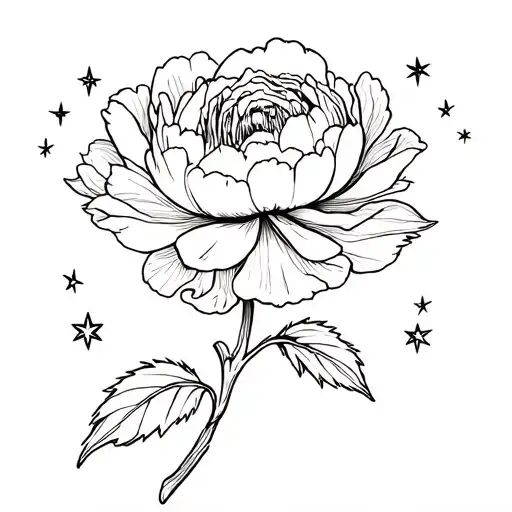 Peony With Stars Forming The Shape