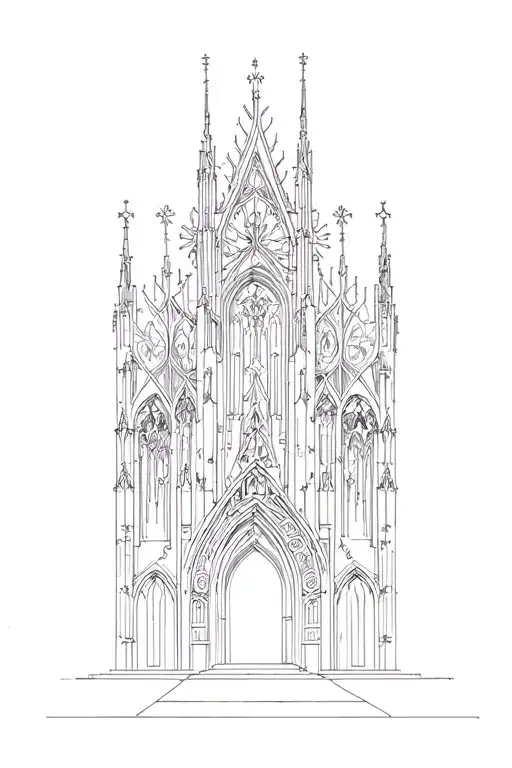 Cybersigilism Cathedral With Gothic-style Patterns