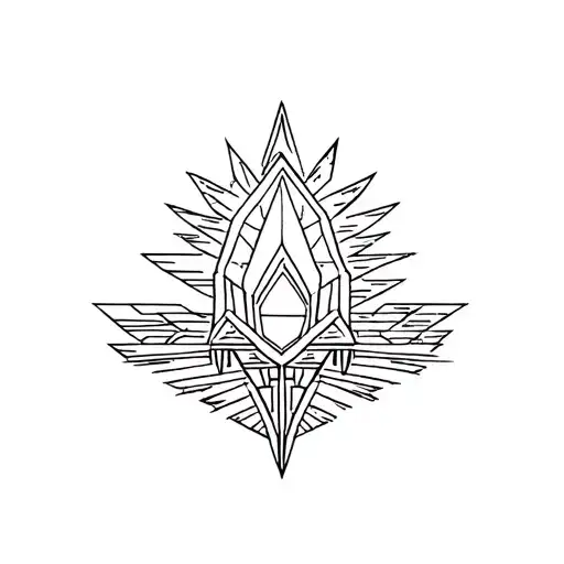 Arrowhead Outline With Aztec Lines And A Sky