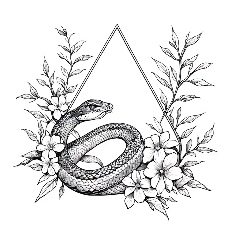 Snake Triangle Flowers And Plant Branches