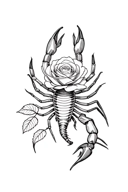 Scorpion Holding One Rose Blooming