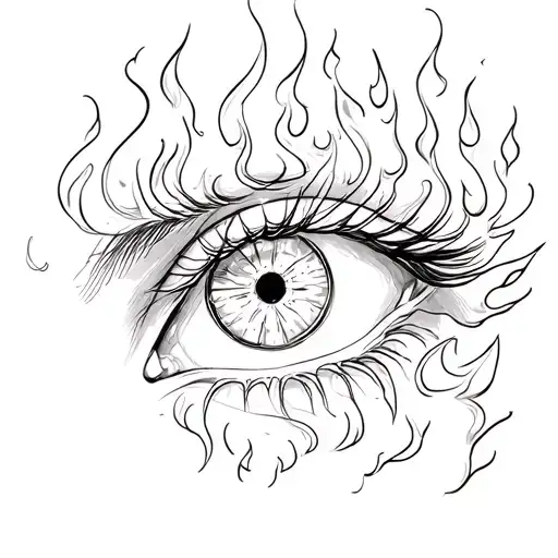 Female Eye With Fire