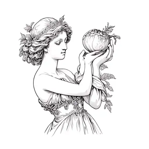 Baroque Style Persephone Holding A Pomegranate Statuette