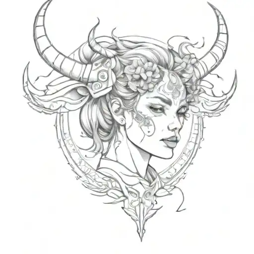 Mysterious Girl With Taurus Features Surrounded