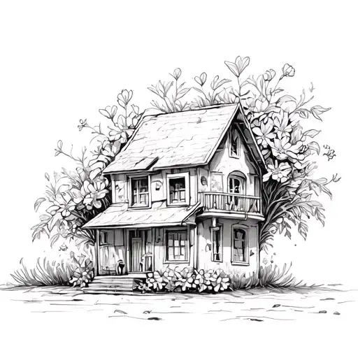 House With Flowers Growing From It