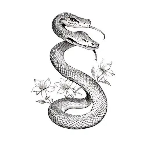 A Snake And Flowers