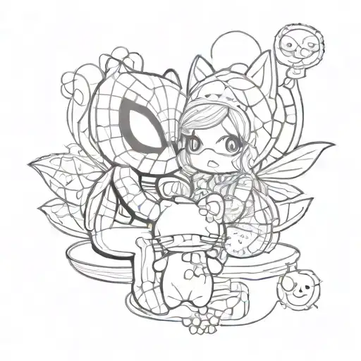 Let Spider-man And Hello Kitty Kiss