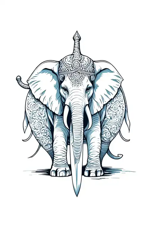 Elephant And Sword Surrounded