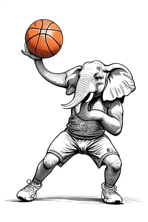 Elephant Playing Basketball