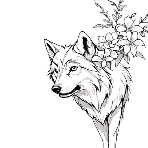 Flower Branch With A Wolf On The End Small
