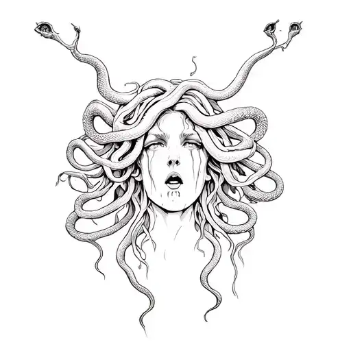 Crying Medusa Beautiful With Some Snakes Heads Cut Off