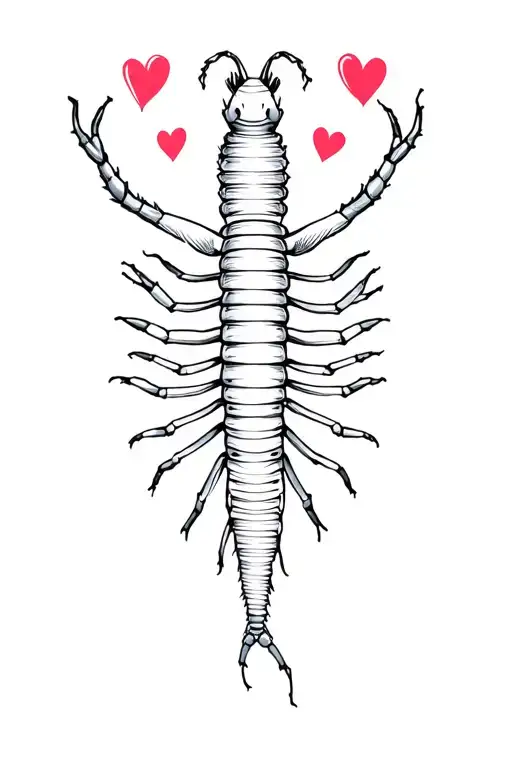 Centipede With Hearts As Its Body