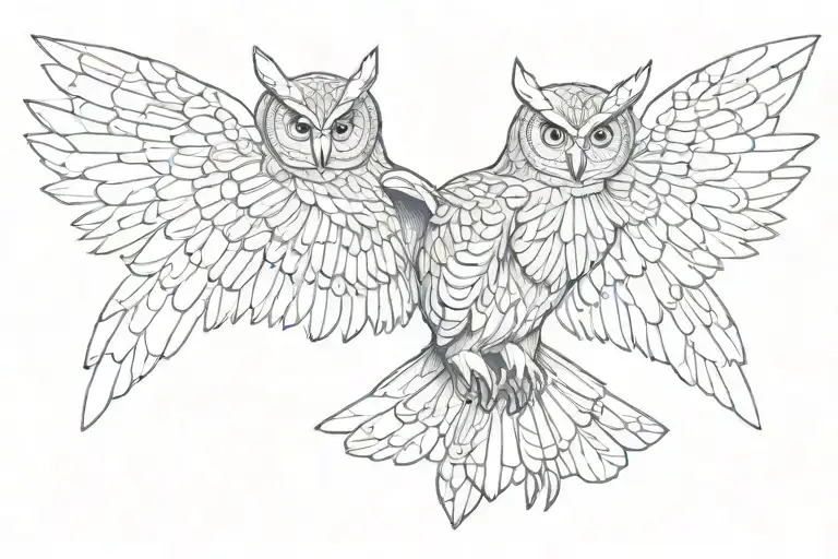 Owl With Open Wings Half Skeleton Body Shaped Like Owl